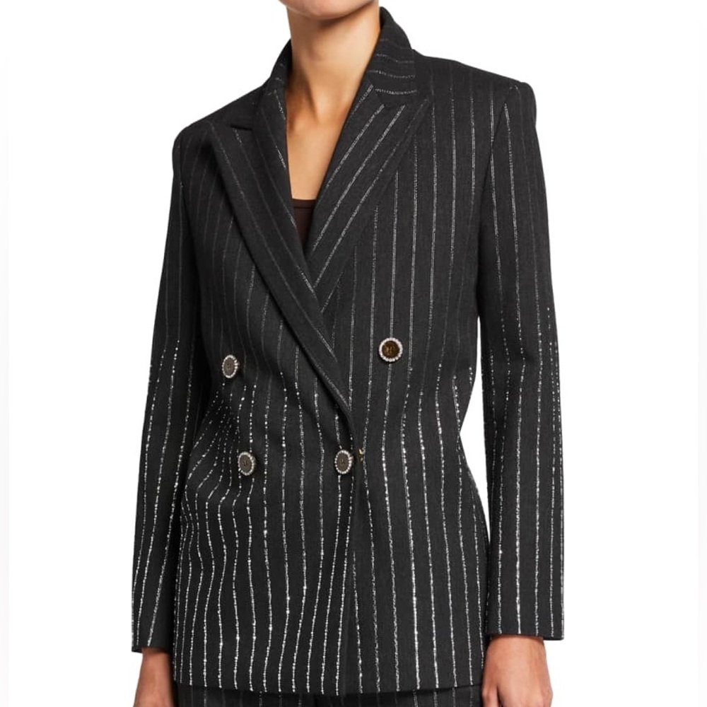 Pinko Black Pinstripe Double-Breasted Blazer